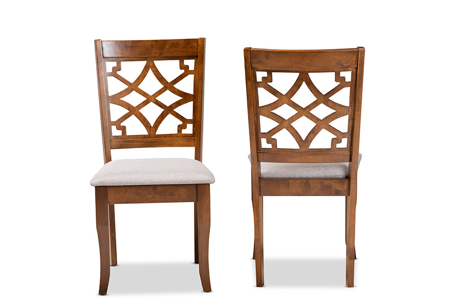 Baxton Studio Mael Modern and Contemporary Grey Fabric Upholstered and Walnut Brown Finished Wood 2-Piece Dining Chair Set | Dining Chairs | Modishstore - 4