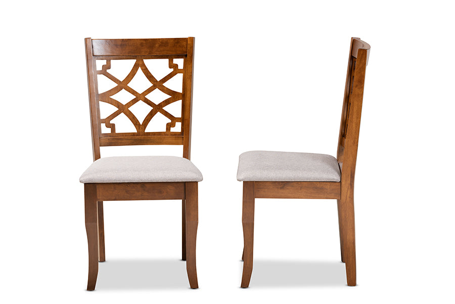 Baxton Studio Mael Modern and Contemporary Grey Fabric Upholstered and Walnut Brown Finished Wood 2-Piece Dining Chair Set | Dining Chairs | Modishstore - 3