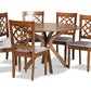 baxton studio sadie modern and contemporary grey fabric upholstered and walnut brown finished wood 7 piece dining set | Modish Furniture Store-2