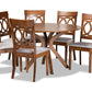 baxton studio jessie modern and contemporary grey fabric upholstered and walnut brown finished wood 7 piece dining set | Modish Furniture Store-2