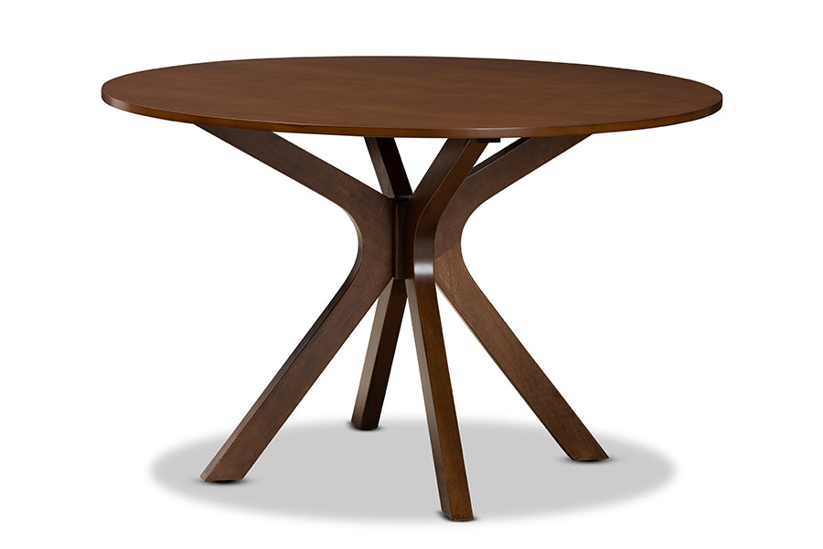 Baxton Studio Callie Modern and Contemporary Grey Fabric Upholstered and Walnut Brown Finished Wood 7-Piece Dining Set | Dining Sets | Modishstore - 5