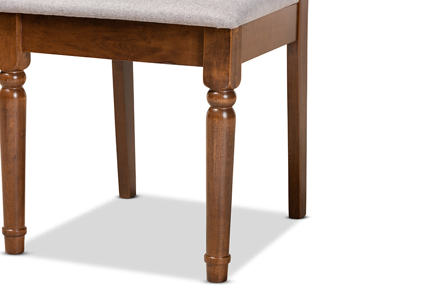 Baxton Studio Callie Modern and Contemporary Grey Fabric Upholstered and Walnut Brown Finished Wood 7-Piece Dining Set | Dining Sets | Modishstore - 8