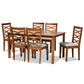Baxton Studio Lanier Modern and Contemporary Grey Fabric Upholstered and Walnut Brown Finished Wood 7-Piece Dining Set | Dining Sets | Modishstore - 2