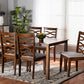 Baxton Studio Lanier Modern and Contemporary Grey Fabric Upholstered and Walnut Brown Finished Wood 7-Piece Dining Set | Dining Sets | Modishstore