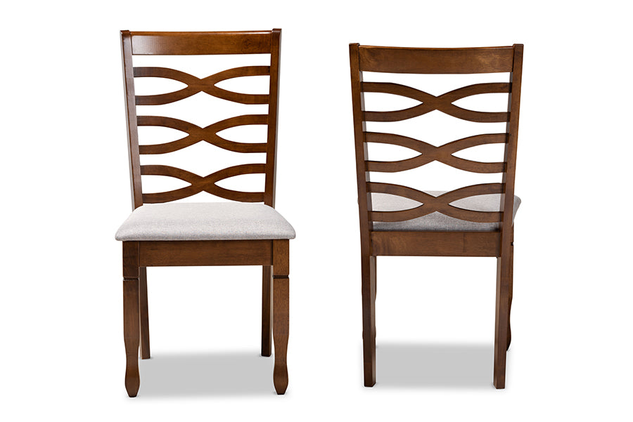 Baxton Studio Lanier Modern and Contemporary Grey Fabric Upholstered and Walnut Brown Finished Wood 2-Piece Dining Chair Set | Dining Chairs | Modishstore - 6