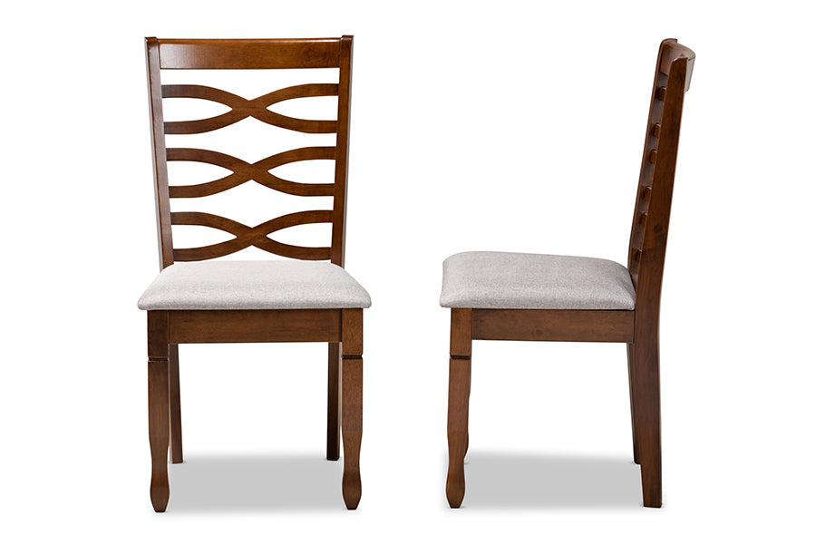 Baxton Studio Lanier Modern and Contemporary Grey Fabric Upholstered and Walnut Brown Finished Wood 2-Piece Dining Chair Set | Dining Chairs | Modishstore - 5