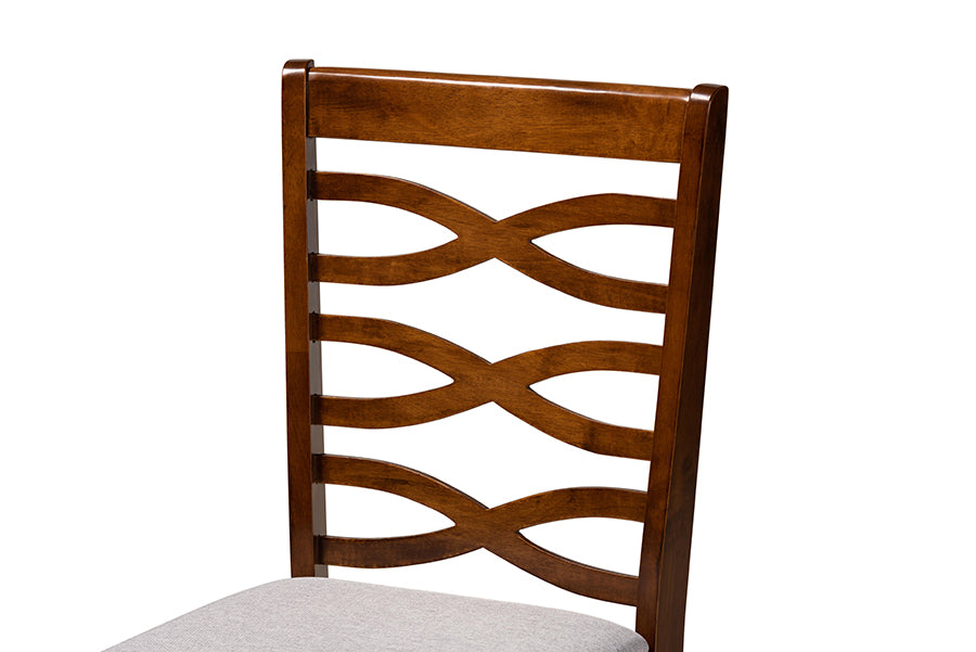 Baxton Studio Lanier Modern and Contemporary Grey Fabric Upholstered and Walnut Brown Finished Wood 2-Piece Dining Chair Set | Dining Chairs | Modishstore - 4