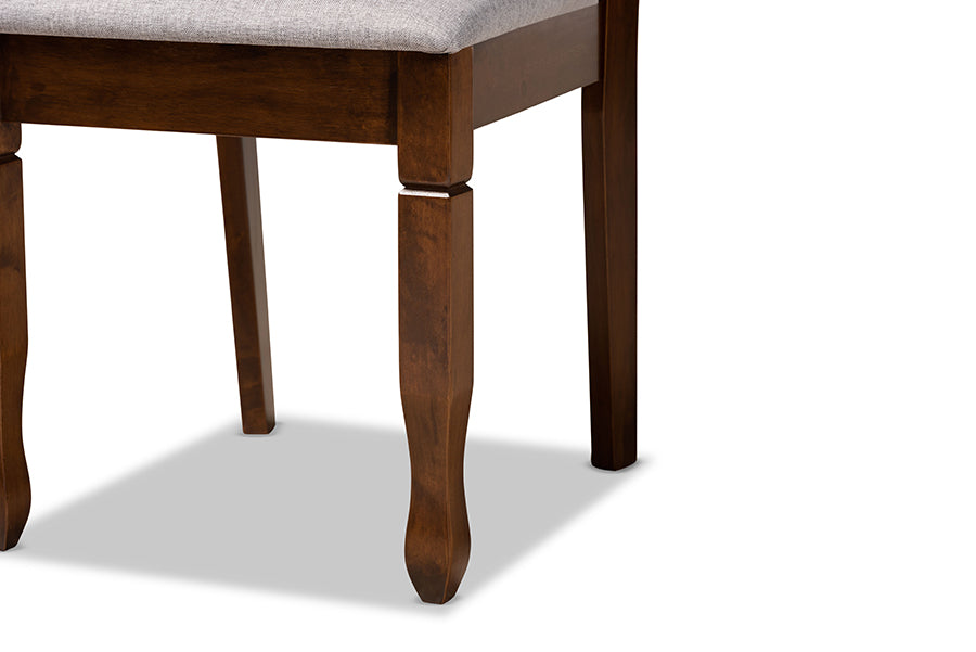 Baxton Studio Lanier Modern and Contemporary Grey Fabric Upholstered and Walnut Brown Finished Wood 2-Piece Dining Chair Set | Dining Chairs | Modishstore - 3