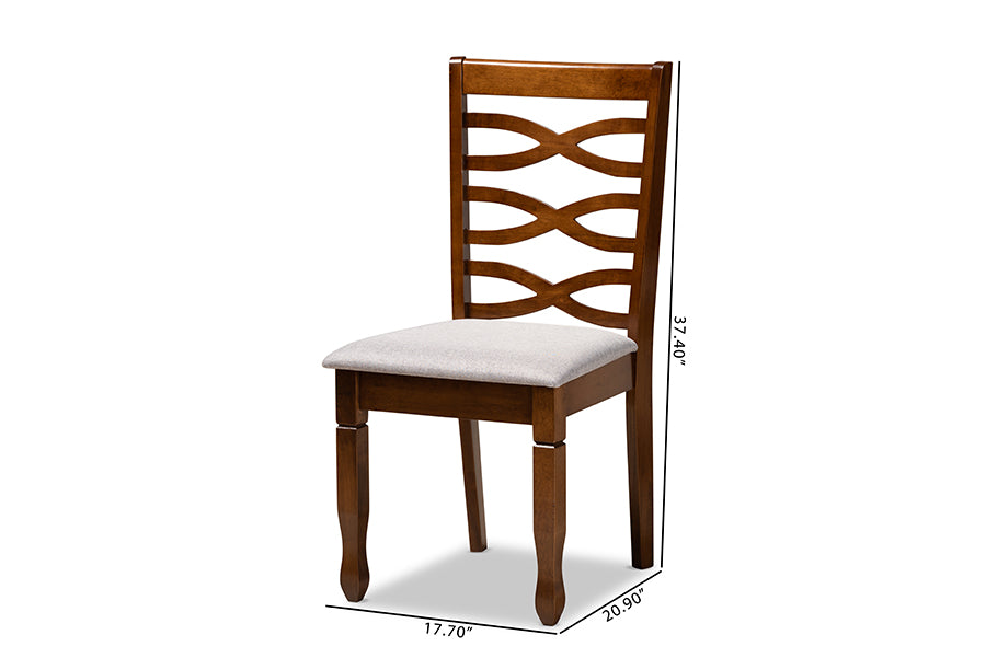 Baxton Studio Lanier Modern and Contemporary Grey Fabric Upholstered and Walnut Brown Finished Wood 2-Piece Dining Chair Set | Dining Chairs | Modishstore - 7