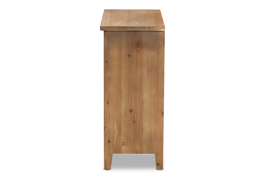 Baxton Studio Clement Rustic Transitional Medium Oak Finished 3-Drawer Wood Spindle Storage Cabinet | Cabinets | Modishstore - 6