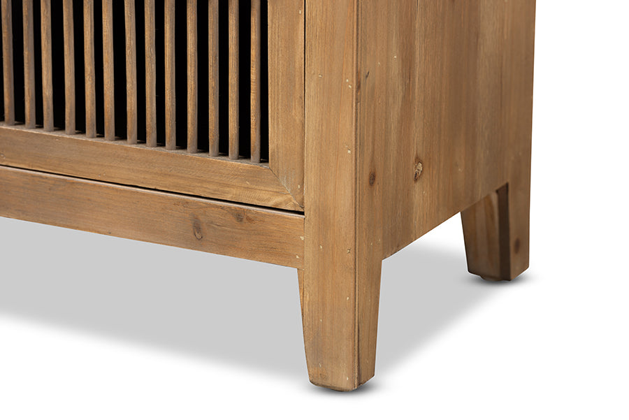 Baxton Studio Clement Rustic Transitional Medium Oak Finished 3-Drawer Wood Spindle Storage Cabinet | Cabinets | Modishstore - 4