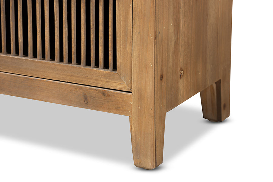 Baxton Studio Clement Rustic Transitional Medium Oak Finished 3-Drawer Wood Spindle Storage Cabinet | Cabinets | Modishstore - 4