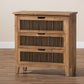 Baxton Studio Clement Rustic Transitional Medium Oak Finished 3-Drawer Wood Spindle Storage Cabinet | Cabinets | Modishstore - 3