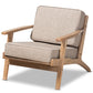 baxton studio sigrid mid century modern light grey fabric upholstered antique oak finished wood armchair | Modish Furniture Store-2