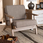 Baxton Studio Sigrid Mid-Century Modern Light Grey Fabric Upholstered Antique Oak Finished Wood Armchair | Modishstore | Armchairs