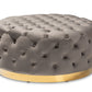 baxton studio sasha glam and luxe grey velvet fabric upholstered gold finished round cocktail ottoman | Modish Furniture Store-2