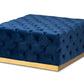 baxton studio verene glam and luxe royal blue velvet fabric upholstered gold finished square cocktail ottoman | Modish Furniture Store-2