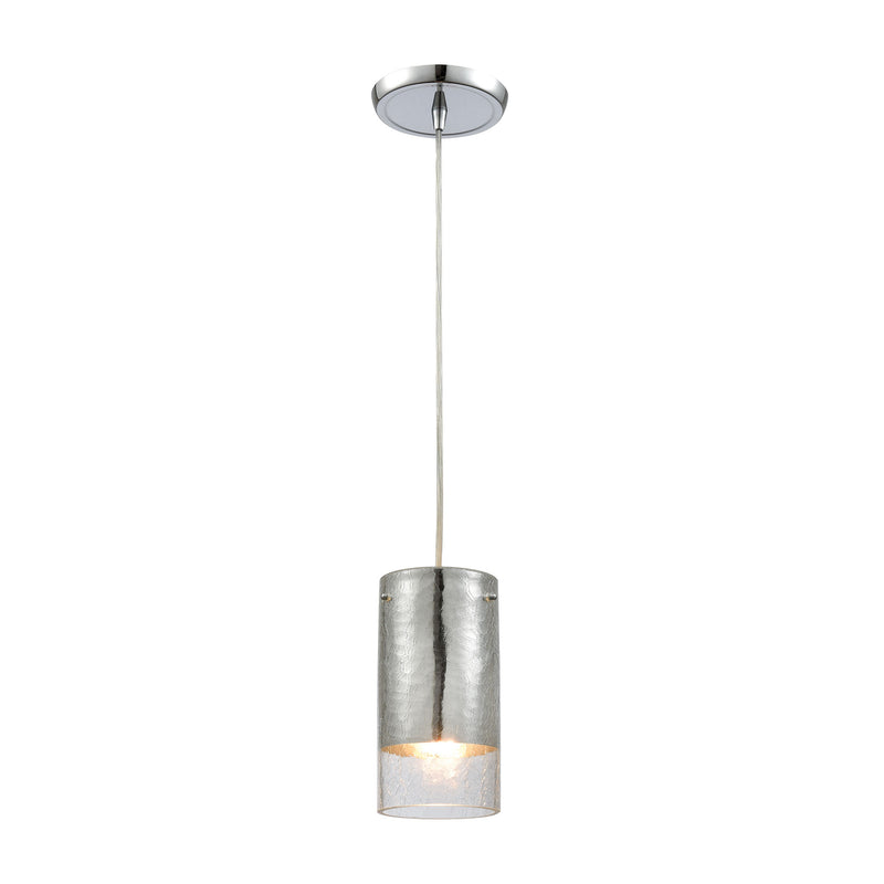 Tallula 1-Light Mini Pendant in Chrome with Chrome-plated and Clear Crackle Glass ELK Lighting | Pendant Lamps | Modishstore