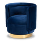 baxton studio saffi glam and luxe royal blue velvet fabric upholstered gold finished swivel accent chair | Modish Furniture Store-2