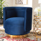 Baxton Studio Saffi Glam and Luxe Royal Blue Velvet Fabric Upholstered Gold Finished Swivel Accent Chair | Modishstore | Accent Chairs