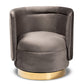 baxton studio saffi glam and luxe grey velvet fabric upholstered gold finished swivel accent chair | Modish Furniture Store-3