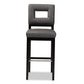 baxton studio faustino modern and contemporary grey faux leather upholstered black finished wood bar stool | Modish Furniture Store-3