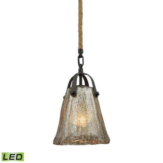 Hand Formed Glass 1-Light Mini Pendant in Oiled Bronze with Mercury Glass - Includes LED Bulb | Pendant Lamps | Modishstore
