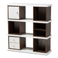 baxton studio rune modern and contemporary two tone white and walnut brown finished 2 drawer bookcase | Modish Furniture Store-2