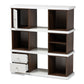 baxton studio rune modern and contemporary two tone white and walnut brown finished 2 drawer bookcase | Modish Furniture Store-3