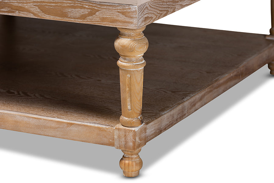 Baxton Studio Kelly Modern and Rustic Beige Linen Fabric Upholstered and Greywashed Wood Cocktail Ottoman | Coffee Tables | Modishstore - 5