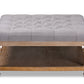 Baxton Studio Kelly Modern and Rustic Beige Linen Fabric Upholstered and Greywashed Wood Cocktail Ottoman | Coffee Tables | Modishstore - 12