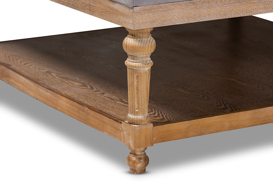 Baxton Studio Kelly Modern and Rustic Beige Linen Fabric Upholstered and Greywashed Wood Cocktail Ottoman | Coffee Tables | Modishstore - 11