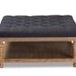 Baxton Studio Kelly Modern and Rustic Charcoal Linen Fabric Upholstered and Greywashed Wood Cocktail Ottoman | Coffee Tables | Modishstore - 5