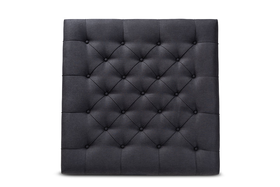 Baxton Studio Kelly Modern and Rustic Charcoal Linen Fabric Upholstered and Greywashed Wood Cocktail Ottoman | Coffee Tables | Modishstore - 3