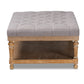 Baxton Studio Lindsey Modern and Rustic Grey Linen Fabric Upholstered and Greywashed Wood Cocktail Ottoman | Coffee Tables | Modishstore - 3