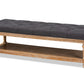 Baxton Studio Linda Modern and Rustic Charcoal Linen Fabric Upholstered and Greywashed Wood Storage Bench | Benches | Modishstore - 6