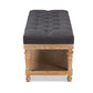 Baxton Studio Linda Modern and Rustic Charcoal Linen Fabric Upholstered and Greywashed Wood Storage Bench | Benches | Modishstore - 4