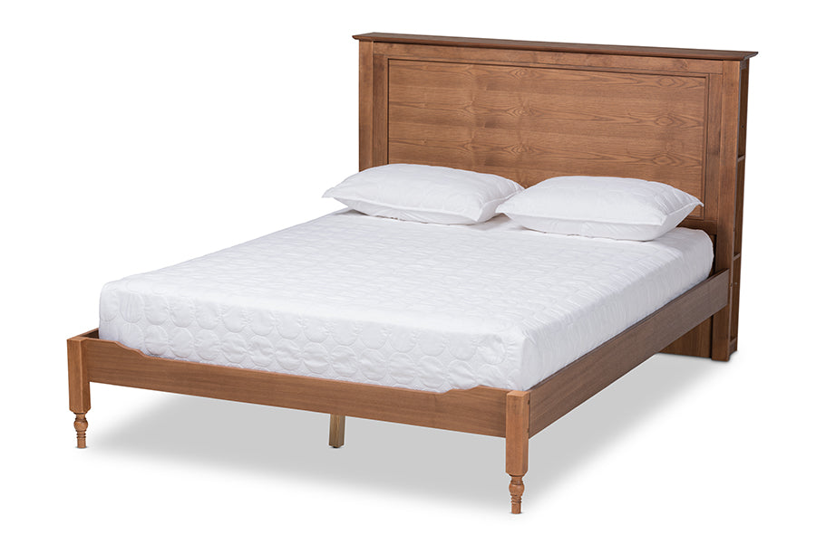 Baxton Studio Danielle Traditional and Transitional Rustic Ash Walnut Brown Finished Wood King Size Platform Storage Bed with Built-In Shelves | Beds | Modishstore - 4