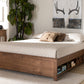 Baxton Studio Anders Traditional and Rustic Ash Walnut Brown Finished Wood Queen Size Platform Storage Bed Frame with Built-In Shelves | Beds | Modishstore - 2
