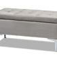 baxton studio mabel modern and contemporary transitional grey velvet fabric upholstered silver finished storage ottoman | Modish Furniture Store-2