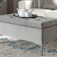 Baxton Studio Mabel Modern and Contemporary Transitional Grey Velvet Fabric Upholstered Silver Finished Storage Ottoman | Modishstore | Ottomans