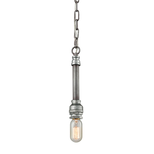 Cast Iron Pipe 1-Light Mini Pendant in Weathered Zinc (Optional Shades Available) ELK Lighting | Pendant Lamps | Modishstore