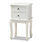 baxton studio sophia classic and traditional french white finished wood 2 drawer nightstand | Modish Furniture Store-2