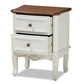baxton studio darlene classic and traditional french white and cherry brown finished wood 2 drawer nightstand | Modish Furniture Store-3