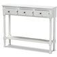 baxton studio calvin classic and traditional french farmhouse white finished wood 3 drawer entryway console table | Modish Furniture Store-3