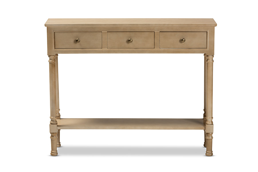 Baxton Studio Calvin Classic and Traditional French Farmhouse Oak Brown Finished Wood 3-Drawer Entryway Console Table | Console Tables | Modishstore - 7