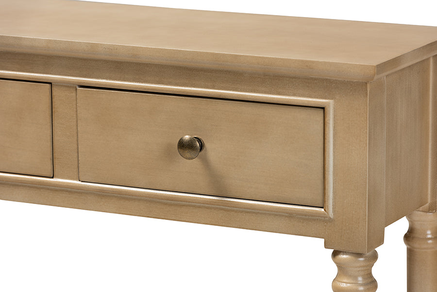 Baxton Studio Calvin Classic and Traditional French Farmhouse Oak Brown Finished Wood 3-Drawer Entryway Console Table | Console Tables | Modishstore - 5
