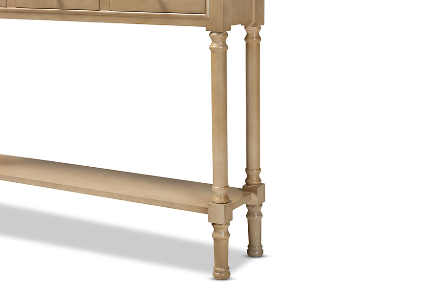 Baxton Studio Calvin Classic and Traditional French Farmhouse Oak Brown Finished Wood 3-Drawer Entryway Console Table | Console Tables | Modishstore - 4