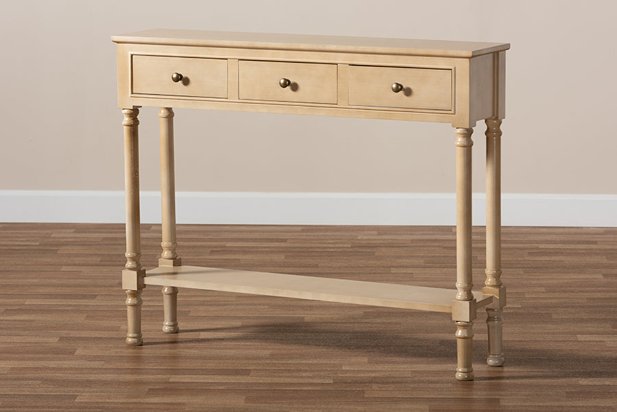 Baxton Studio Calvin Classic and Traditional French Farmhouse Oak Brown Finished Wood 3-Drawer Entryway Console Table | Console Tables | Modishstore - 3