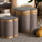 Baxton Studio Marilyn Modern and Contemporary Transitional Grey and Brown Fabric Upholstered 2-Piece Clover Shaped Storage Ottoman Set | Modishstore | Ottomans
